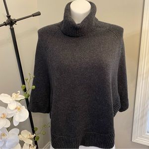Joules Knitwear Poncho Sweater Gray Cape Wool Cowl Neck M/L